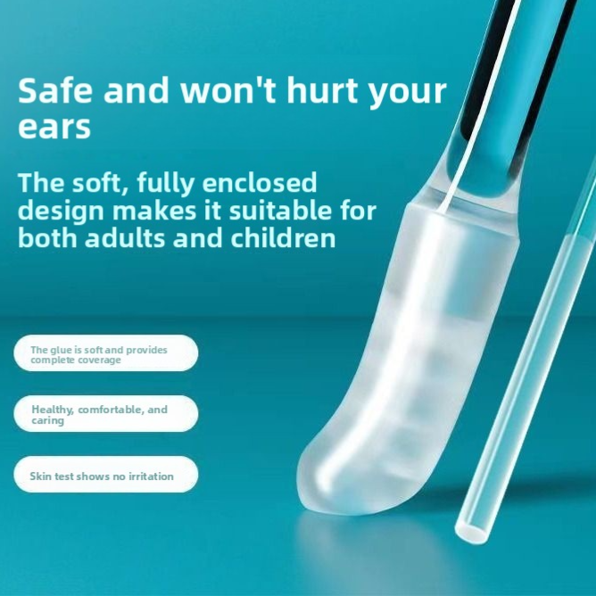 Silicone Ear Cleaning Sticks with translucent soft silicone tips and slim clear handles for gentle ear cleaning.