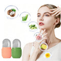 Silicone Ice Pack for Face mini rollers with clear tops and ribbed coral pink and green silicone handles