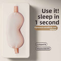 Simulated Silk Sleep Eye Mask in soft peach-pink fabric, with a contoured S-shaped fit and elastic straps