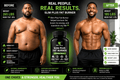 Slim Plus Fat Burner black and green supplement bottle displayed beside before-and-after body transformation results