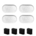 Smart Pet Water Fountain replacement filter set with four white oval filter pads and four black rectangular foam sponges