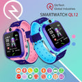 Smart Watch Phone in pink and blue, each with a square digital screen, chunky silicone strap and camera lens