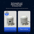 Snowflake Christmas Projection Light with a white plastic cylindrical projector, rounded top, side power button and broad base