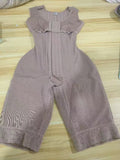 Steel-Boned Open Crotch Shapewear in mauve stretch fabric, with a front closure, structured panels and lace-trimmed legs