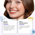 Teeth Cleaning Strips shown with a smiling woman and claims of quick whitening results and mild ingredients for sensitive teeth