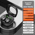Ultra-Thin Sleep Bluetooth Headset with glossy black wireless earbuds in an open charging case and a digital battery display