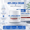 Urea Cream for Hands and Feet in a white 40% urea jar and box, with blue lettering and moisturizing claims