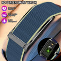 VIBE LOOP™ Air Fitness Wristband Monitor with a textured navy woven strap, lime edging and slim black body, shown screenless