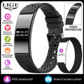 Smart wristband VIBE LOOP Ban with a black perforated silicone strap, curved display, and slim minimalist body
