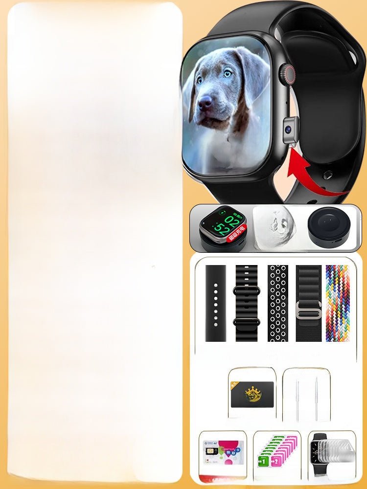 VIBE LOOP Ban Cellular Smart Watch featuring a black square touchscreen, curved wristband, side camera and interchangeable straps