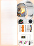VIBE LOOP Ban Cellular Smart Watch with a silver square case, white band, digital display, and interchangeable straps