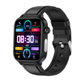 VIBE LOOP Ban ET570 smartwatch with a black rectangular touchscreen, colorful digital display, and black silicone strap