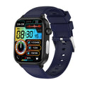 Smart watch VIBE LOOP Ban ET570 with a dark navy silicone strap, black rectangular case, and colorful health display