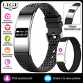 VIBE LOOP Ban smart wristband with a polished silver curved display and black perforated silicone strap, plus spare band
