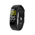 VIBE LOOP Ban Smart temperature monitoring wristband with a black ribbed silicone strap, rectangular color display and silver buckle
