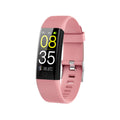 VIBE LOOP Ban Smart temperature monitoring wristband with a pink silicone strap and slim black rectangular touchscreen