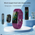 VIBE LOOP Ban Smart wristband with a purple silicone strap, black rectangular screen and neon digital display