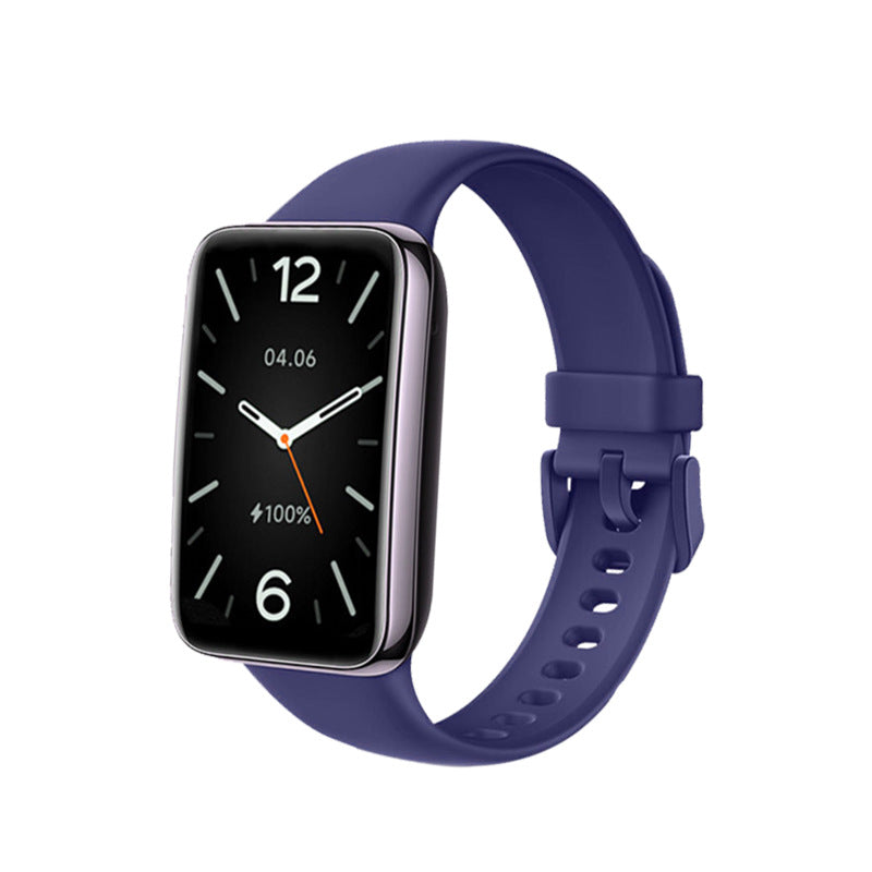 VIBE LOOP Ban Smart Watch with a deep purple TPU strap, smooth solid-color finish, buckle closure and rectangular black display