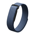 VIBE LOOP BANS woven nylon watch strap in textured blue with black edging and a loop closure.