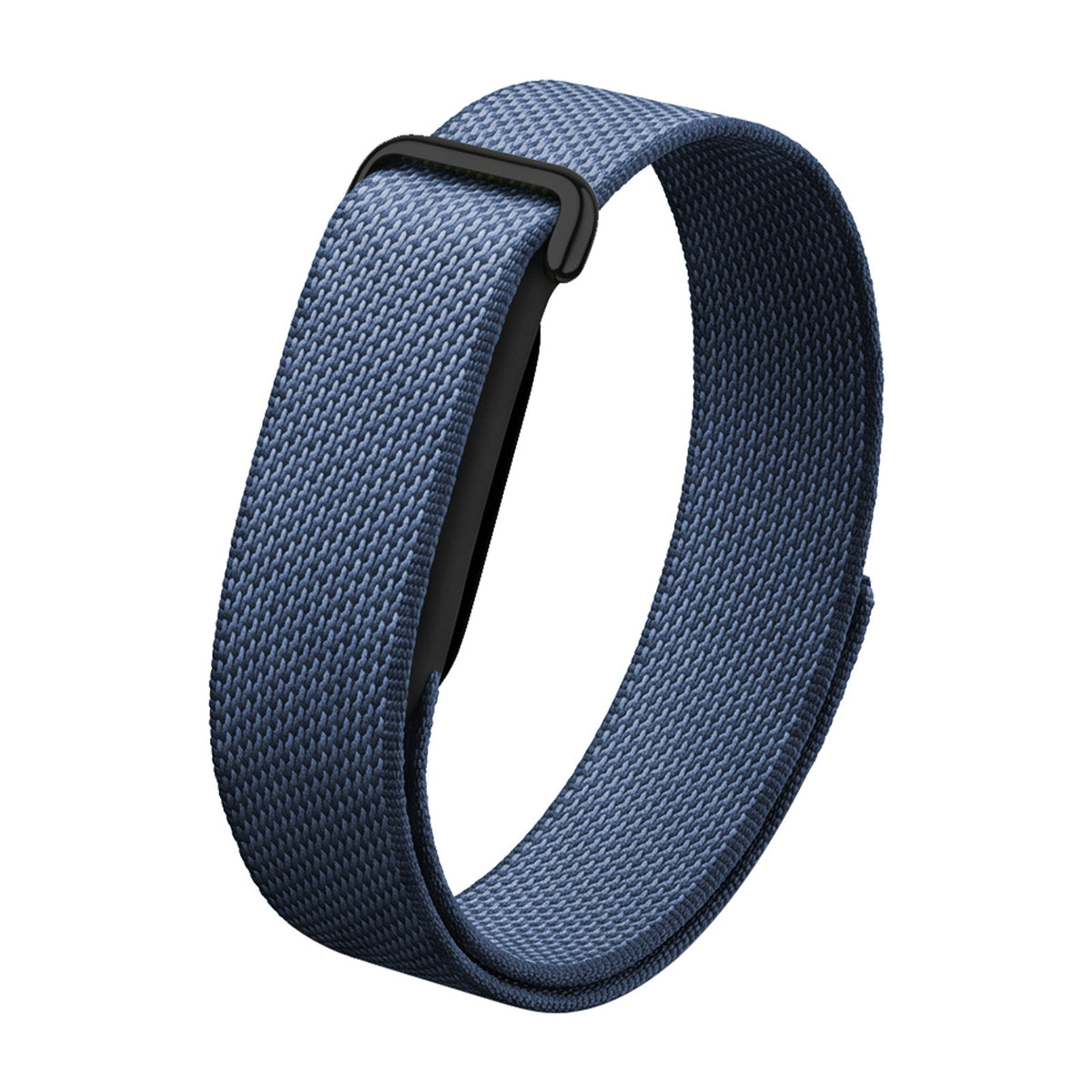 VIBE LOOP BANS woven nylon watch strap in textured blue with black edging and a loop closure.