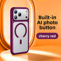 VIBE LOOP BANS phone case with a cherry red-purple rim, gray back, raised camera guards and magnetic ring