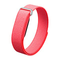 VIBE LOOP BANS watch strap in bright coral-red woven nylon, featuring a textured loop design and silver metal clasp