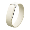VIBE LOOP BANS woven nylon smartwatch strap in off-white with a textured weave and silver metal loop clasp