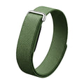 VIBE LOOP BANS woven nylon watch strap in olive green with a textured loop design and silver metal clasp