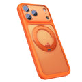 VIBE LOOP BANS phone case in bright orange with a matte finish, raised camera edges and circular rotating ring stand