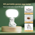 VIBE LOOP BANS portable selfie light with a white oval lamp, cold shoe mount, 1/4-inch screw thread and phone holder