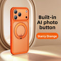 VIBE LOOP BANS phone case in starry orange with a matte finish, raised camera surround, and circular rotating stand