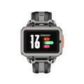 VIBE LOOP Elderly Smartwatch with a silver rectangular touchscreen, black segmented silicone strap and orange side button