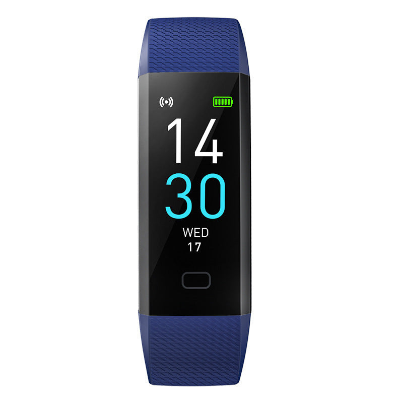 VIBE LOOP™ Multifunctional Smart Watch with a blue textured silicone band, black rectangular display, and digital time readout