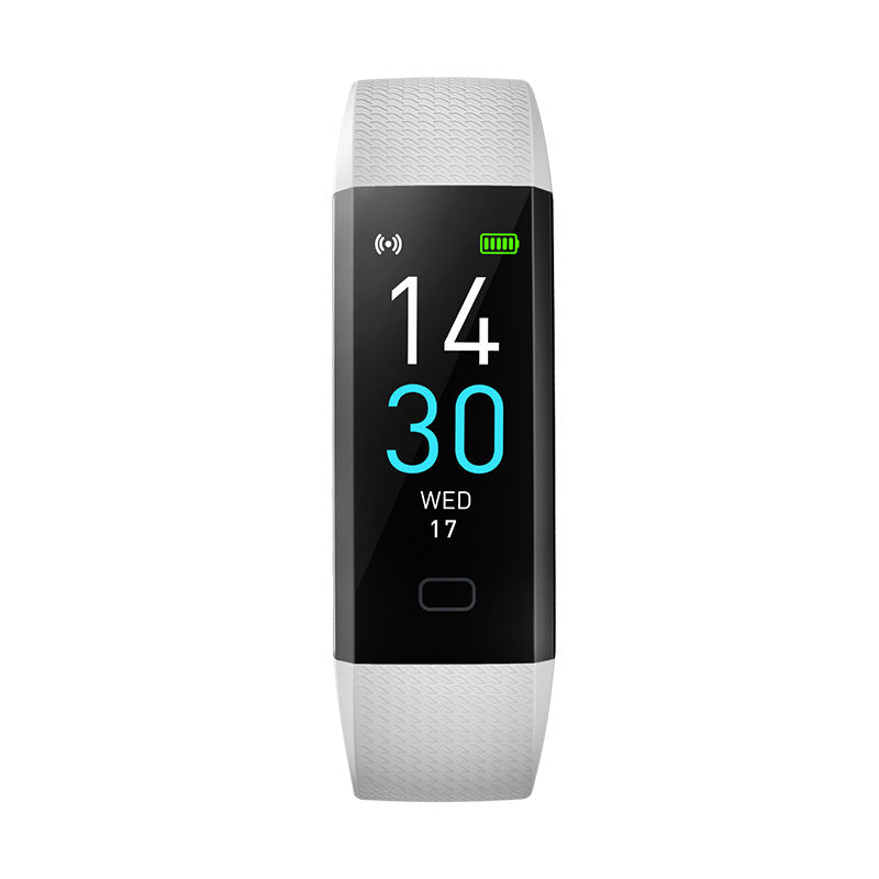 VIBE LOOP™ Multifunctional Smart Watch with a slim black digital screen and light gray textured wristband displaying the time and date.