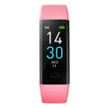 VIBE LOOP™ Multifunctional Smart Watch with a pink textured strap, black rectangular screen, and large digital time display