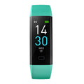 VIBE LOOP™ Multifunctional Smart Watch with a turquoise textured band, black rectangular digital screen, and slim fitness tracker design