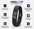 Vibration Loop Ban Alarm Watch in black silicone with a curved digital display, ridged strap and round adjustment buttons