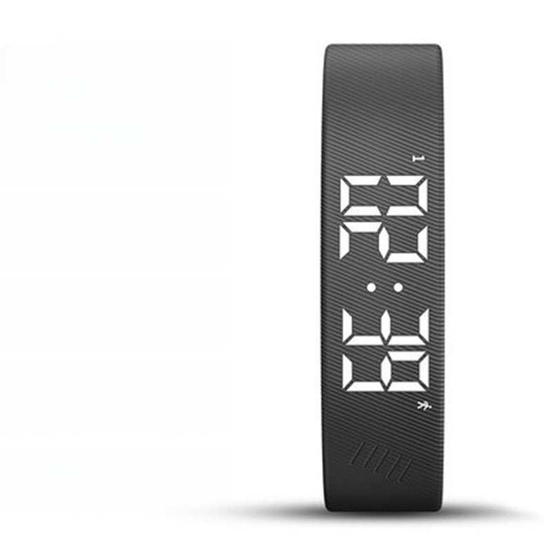 Vibration Loop Ban Alarm Watch with a black textured wristband and large white vertical digital time display