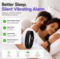 Vibration Loop Ban Alarm Watch, black silicone fitness band with a curved display, perforated strap and silver buttons