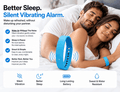 Vibration Loop Ban Alarm Watch with a bright blue silicone loop strap and a vibrating alarm feature highlighted on wrist.