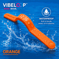 Vibration Loop Ban fitness tracker with a bright orange silicone band, raised dotted texture and illuminated digital display
