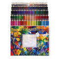 Water-Soluble Colored Pencils in a set of sharpened wooden pencils, arranged in rows with assorted bright colors and a colorful art-printed case