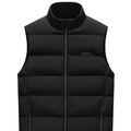 Winter Smart Electric Heating Jacket, black padded sleeveless vest with horizontal quilting, stand collar and front zipper