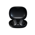 Wireless Gaming Bluetooth Earphones in glossy black plastic, with two compact earbuds displayed in an open matching charging case.
