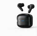 Wireless Gaming Bluetooth Earphones in black plastic, with textured earbud stems and a compact charging case with blue indicator