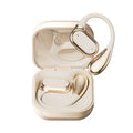 Wireless Gaming Bluetooth Earphones in cream and gold plastic, with open charging case and distinctive looped ear hooks.