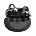 Wireless Gaming Bluetooth Earphones in glossy black plastic with matching open charging case and bright green indicator strip