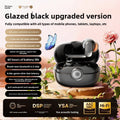 Wireless Gaming Bluetooth Earphones in glossy black, with matching charging case featuring a circular digital display and metallic earbuds.