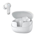 Wireless Gaming Bluetooth Earphones in glossy white plastic, with stem-style earbuds and a matching open charging case