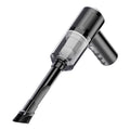 Wireless Handheld Vacuum Cleaner in black with a clear dust chamber, visible pleated filter, and long brush nozzle